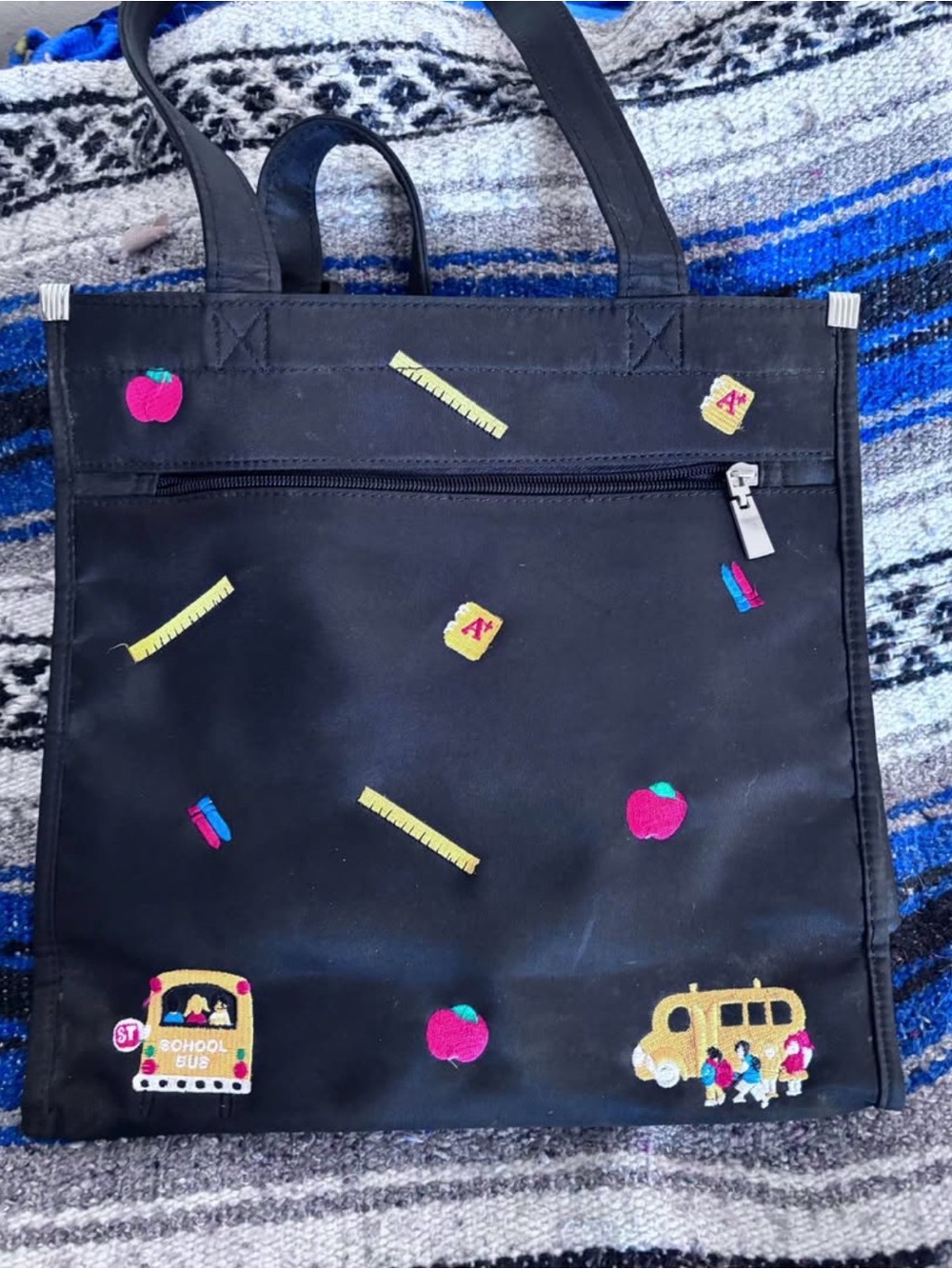 Tote Bag with School Embroidered Icons